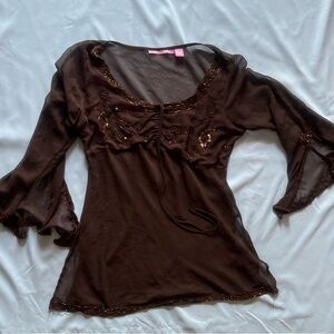 Y2K Brown Sheer Women's Cover up